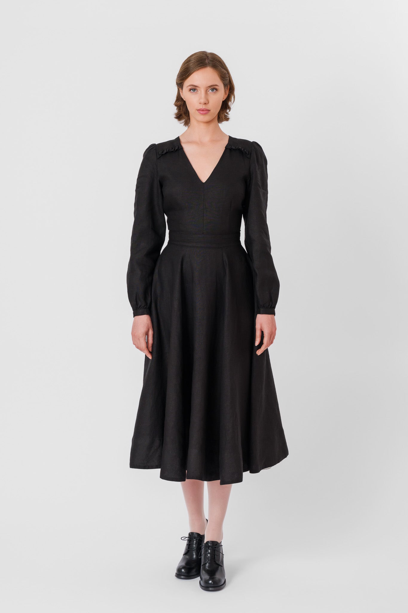 Bridget Dress, Long Sleeve,#color_black-pansy