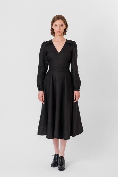 Bridget Dress, Long Sleeve,#color_black-pansy