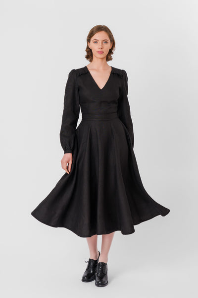 Bridget Dress, Long Sleeve,#color_black-pansy