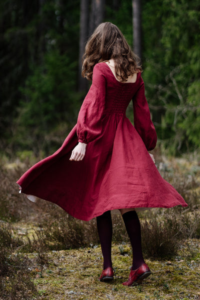 Carmen Dress, Long Sleeve, Marsala Red#color_marsala-red