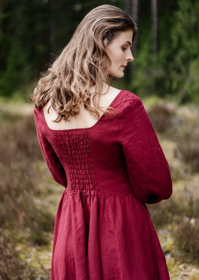 Carmen Dress, Long Sleeve, Marsala Red#color_marsala-red