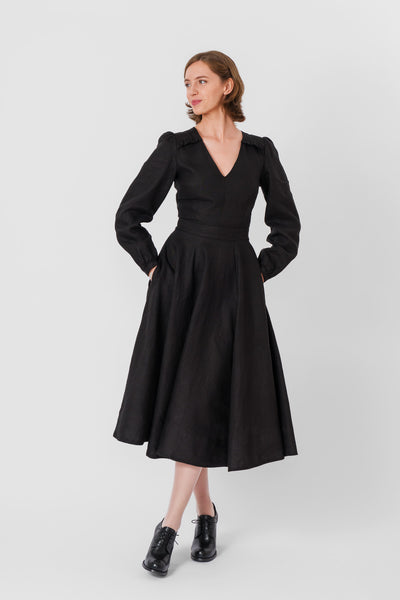 Bridget Dress, Long Sleeve,#color_black-pansy