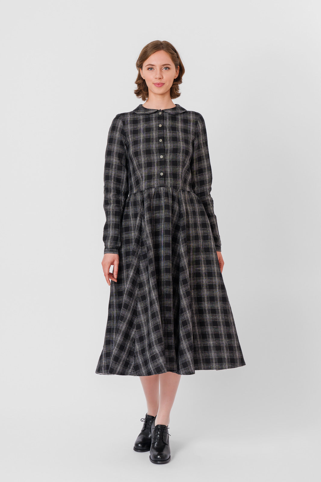 Classic Dress, Long Sleeve, Black Tartan#color_black-tartan