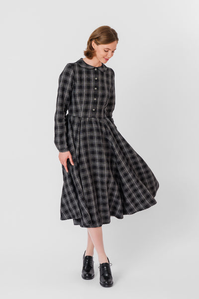 Classic Dress, Long Sleeve, Black Tartan#color_black-tartan