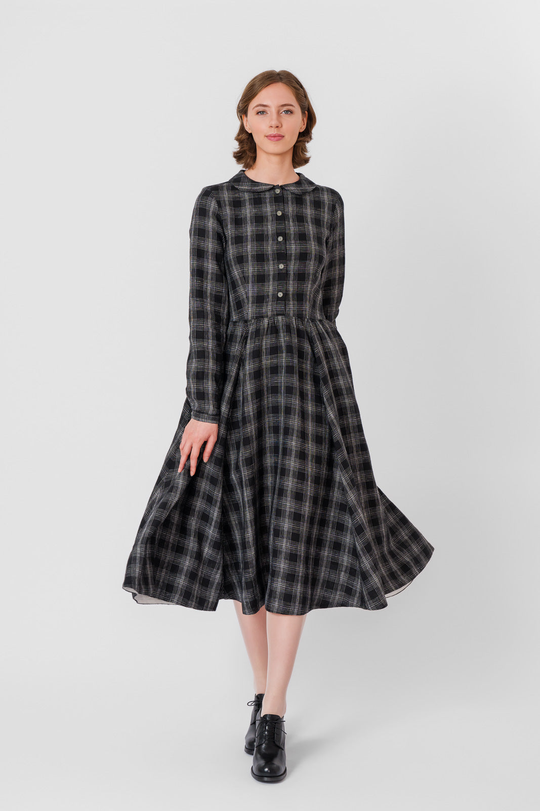 Classic Dress, Long Sleeve, Black Tartan#color_black-tartan