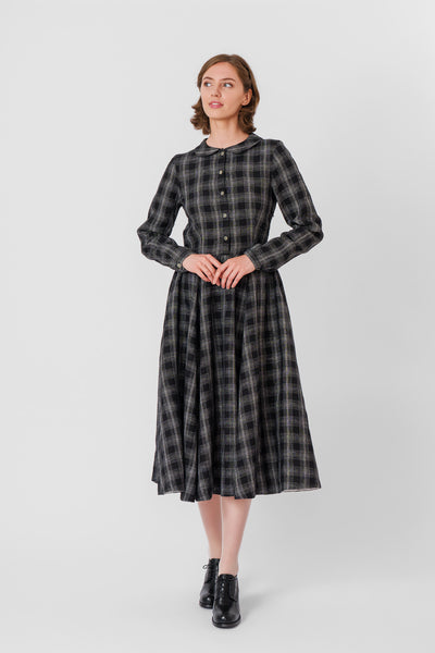 Classic Dress, Long Sleeve, Black Tartan#color_black-tartan