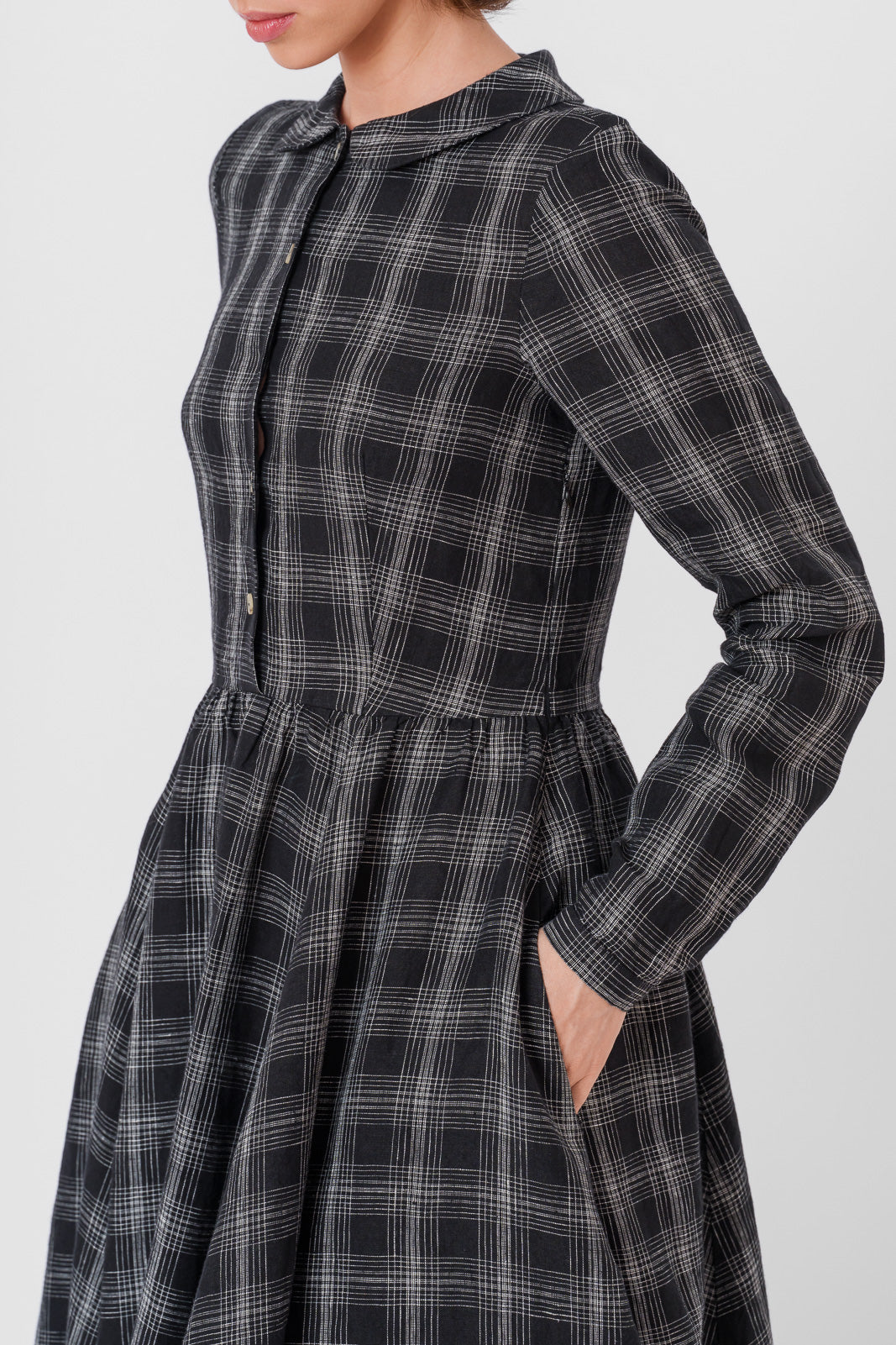 Classic Dress, Long Sleeve, Black Tartan#color_black-tartan