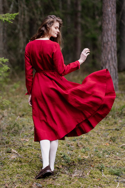 Wrap Dress, Long Sleeve, Red Poppy#color_red-poppy