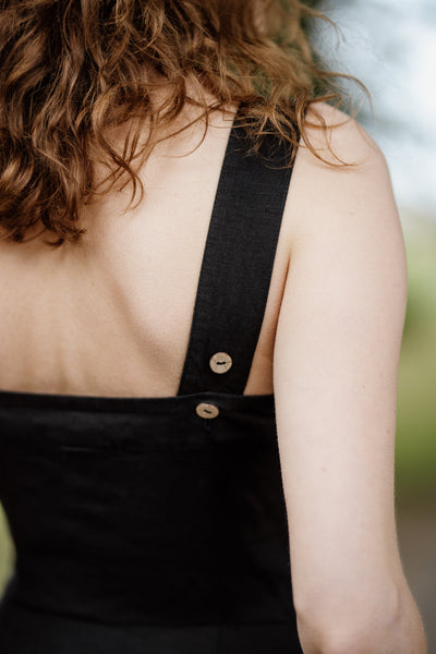 Pinafore Dress, Sleeveless, Black Pansy#color_black-pansy