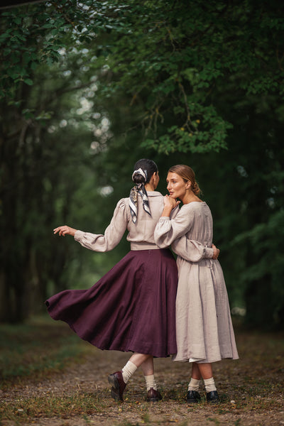 Classic Skirt, Twill Linen, Royal Grape#color_royal-grape