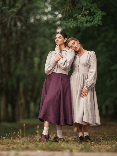 Classic Skirt, Twill Linen, Royal Grape#color_royal-grape
