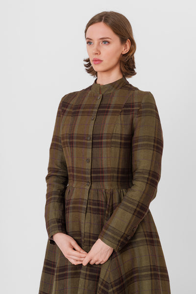 Victorian Coat, Long Sleeve, Twill Linen, Oak Tartan#color_oak-tartan