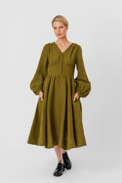 Diane Dress, Long Sleeve, Rosemary Green#color_rosemary-green