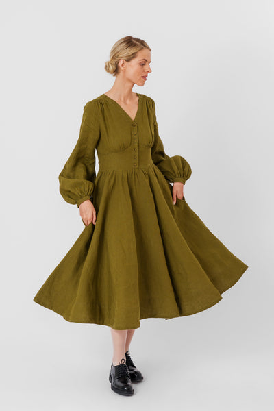 Diane Dress, Long Sleeve, Rosemary Green#color_rosemary-green