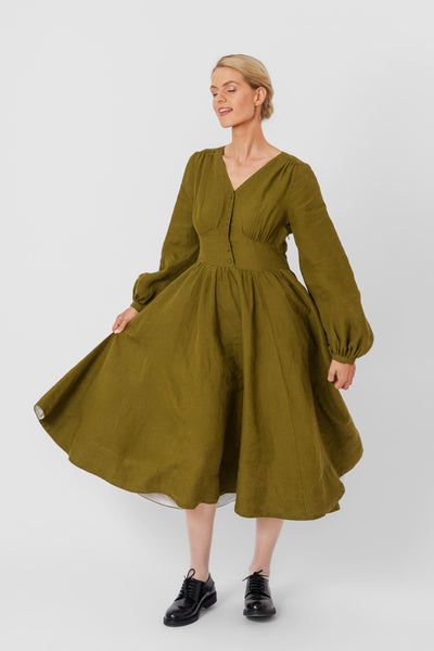 Diane Dress, Long Sleeve, Rosemary Green#color_rosemary-green