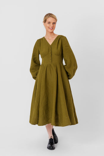 Diane Dress, Long Sleeve, Rosemary Green#color_rosemary-green