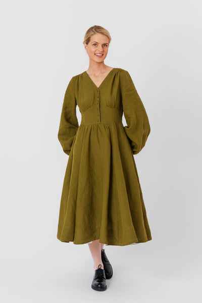Diane Dress, Long Sleeve, Rosemary Green#color_rosemary-green