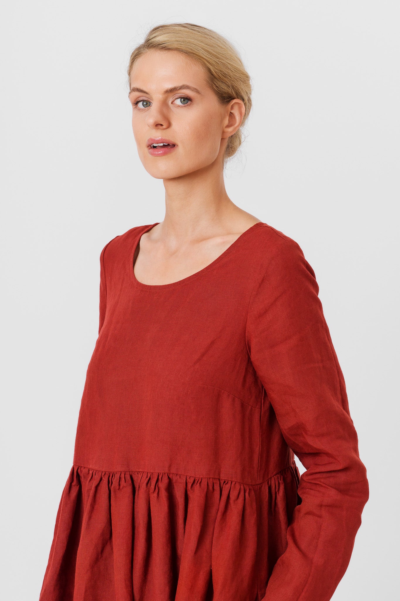 Smock Dress, Long Sleeve, Deep Terracotta#color_deep-terracotta