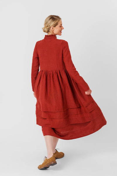 Amy Dress, Long Sleeve,#color_deep-terracotta