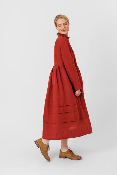 Amy Dress, Long Sleeve,#color_deep-terracotta