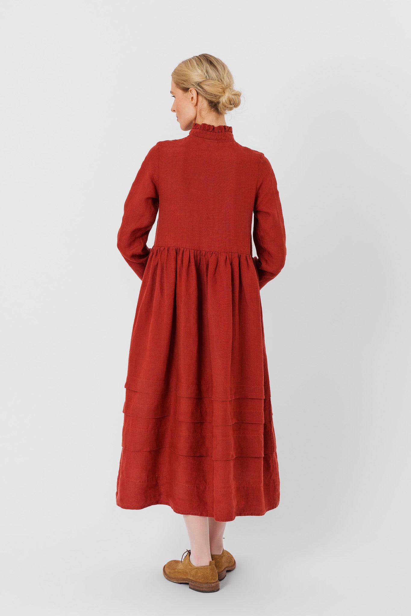 Amy Dress, Long Sleeve,#color_deep-terracotta