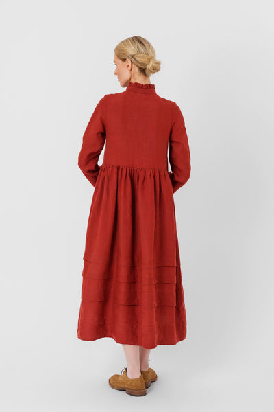 Amy Dress, Long Sleeve,#color_deep-terracotta