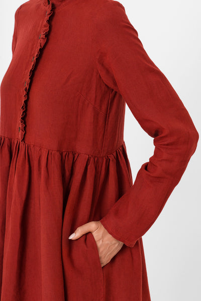 Amy Dress, Long Sleeve,#color_deep-terracotta