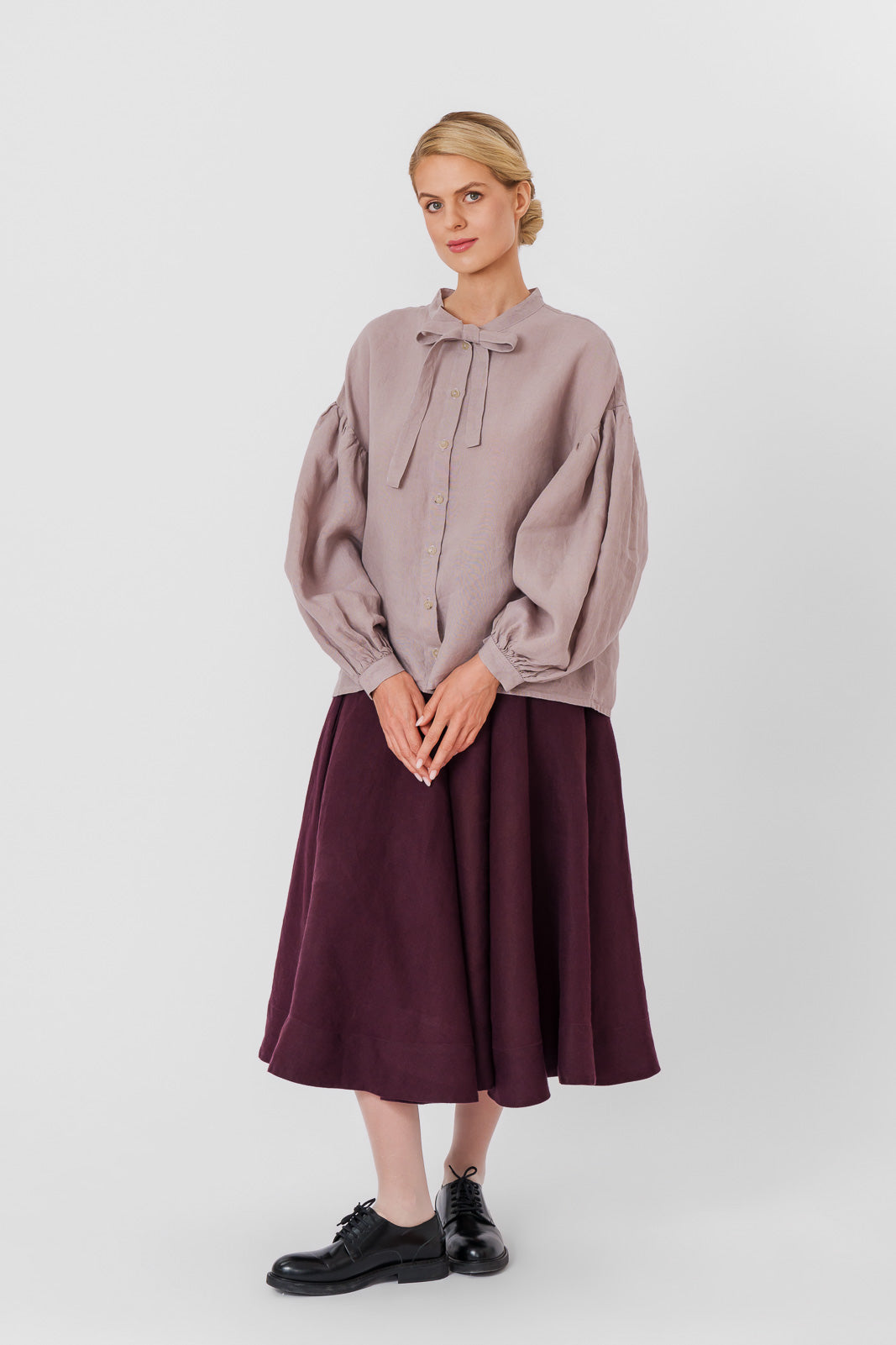 Classic Skirt, Twill Linen, Royal Grape#color_royal-grape