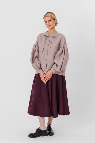 Classic Skirt, Twill Linen, Royal Grape#color_royal-grape