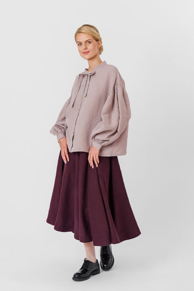 Classic Skirt, Twill Linen, Royal Grape#color_royal-grape