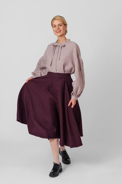 Classic Skirt, Twill Linen, Royal Grape#color_royal-grape