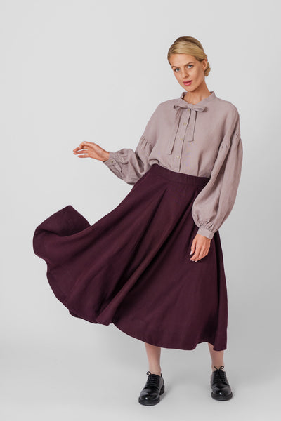 Classic Skirt, Twill Linen, Royal Grape#color_royal-grape