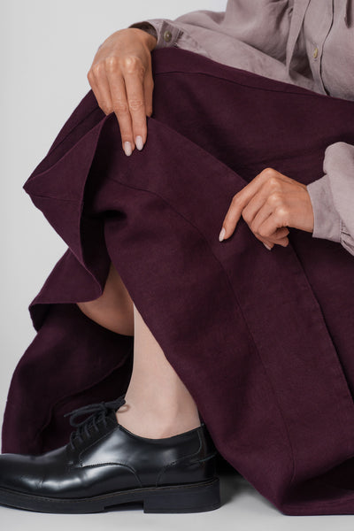 Classic Skirt, Twill Linen, Royal Grape#color_royal-grape