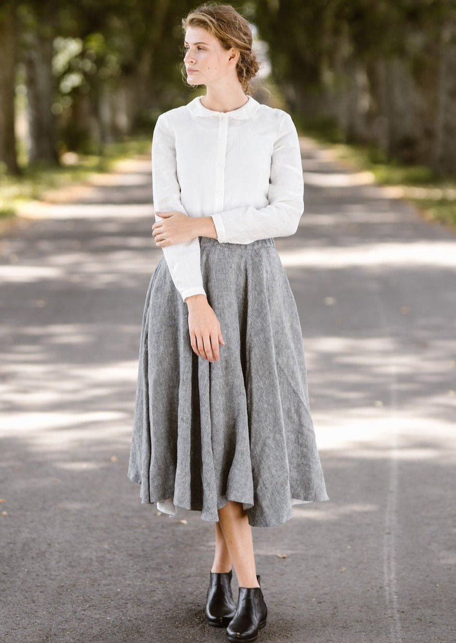 Classic Skirt, Twill Linen, Grey Moon#color_grey-moon