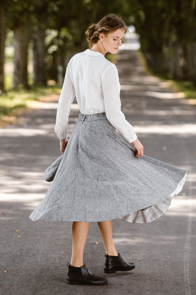 Classic Skirt, Twill Linen, Grey Moon#color_grey-moon