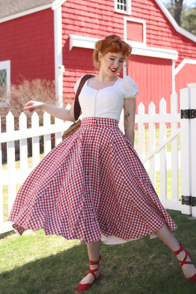 Evelyn Skirt, Red Gingham #color_red-gingham