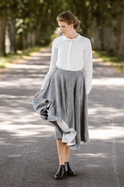 Classic Skirt, Twill Linen, Grey Moon#color_grey-moon