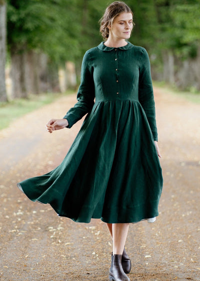 Classic Dress, Long Sleeve, Evergreen#color_evergreen
