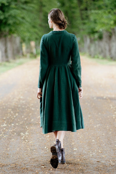 Classic Dress, Long Sleeve, Evergreen#color_evergreen
