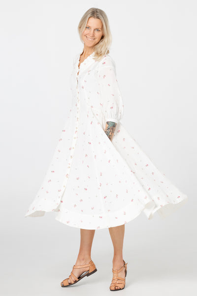 Ophelia Dress, 3/4 Sleeve, Apple Blossom#color_apple-blossom