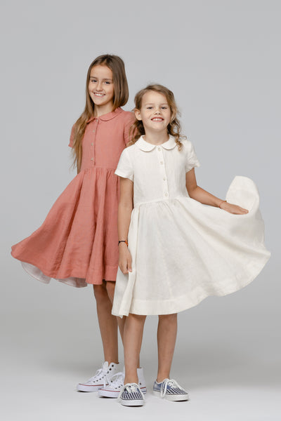 Mini Me Classic Dress, Short Sleeve, Milky White#color_milky-white