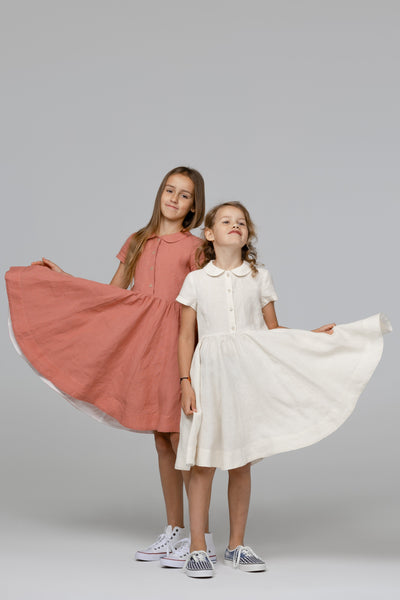 Mini Me Classic Dress, Short Sleeve, Milky White#color_milky-white