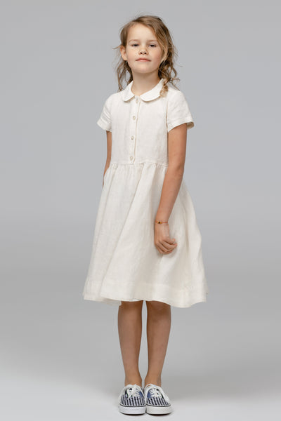 Mini Me Classic Dress, Short Sleeve, Milky White#color_milky-white