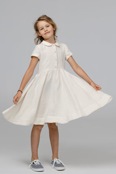 Mini Me Classic Dress, Short Sleeve, Milky White#color_milky-white