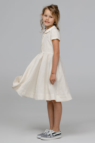 Mini Me Classic Dress, Short Sleeve, Milky White#color_milky-white