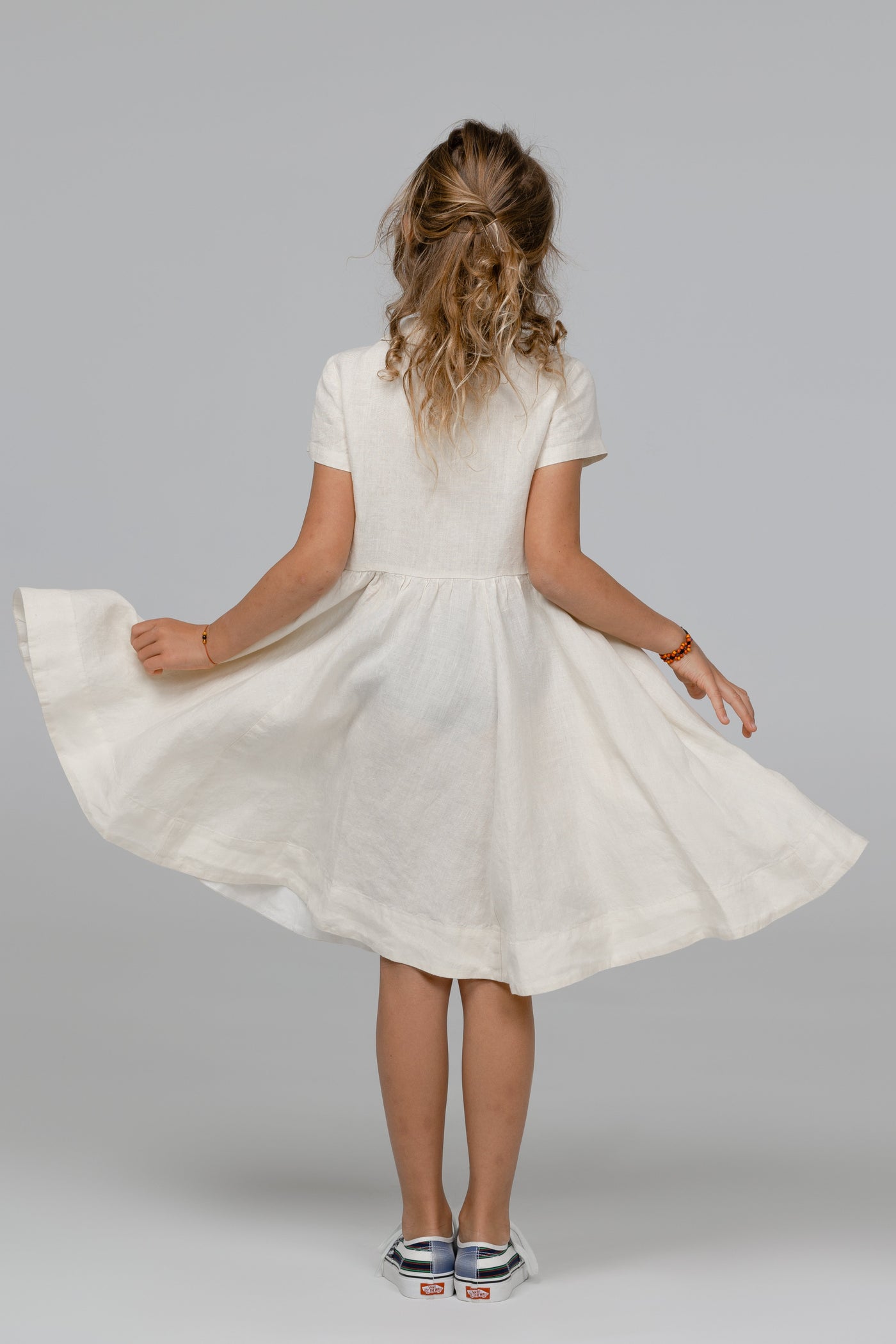 Mini Me Classic Dress, Short Sleeve, Milky White#color_milky-white