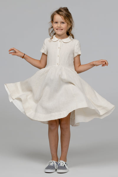 Mini Me Classic Dress, Short Sleeve, Milky White#color_milky-white