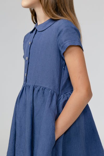 Mini Me Classic Dress, Short Sleeve, Moonlight Blue#color_moonlight-blue