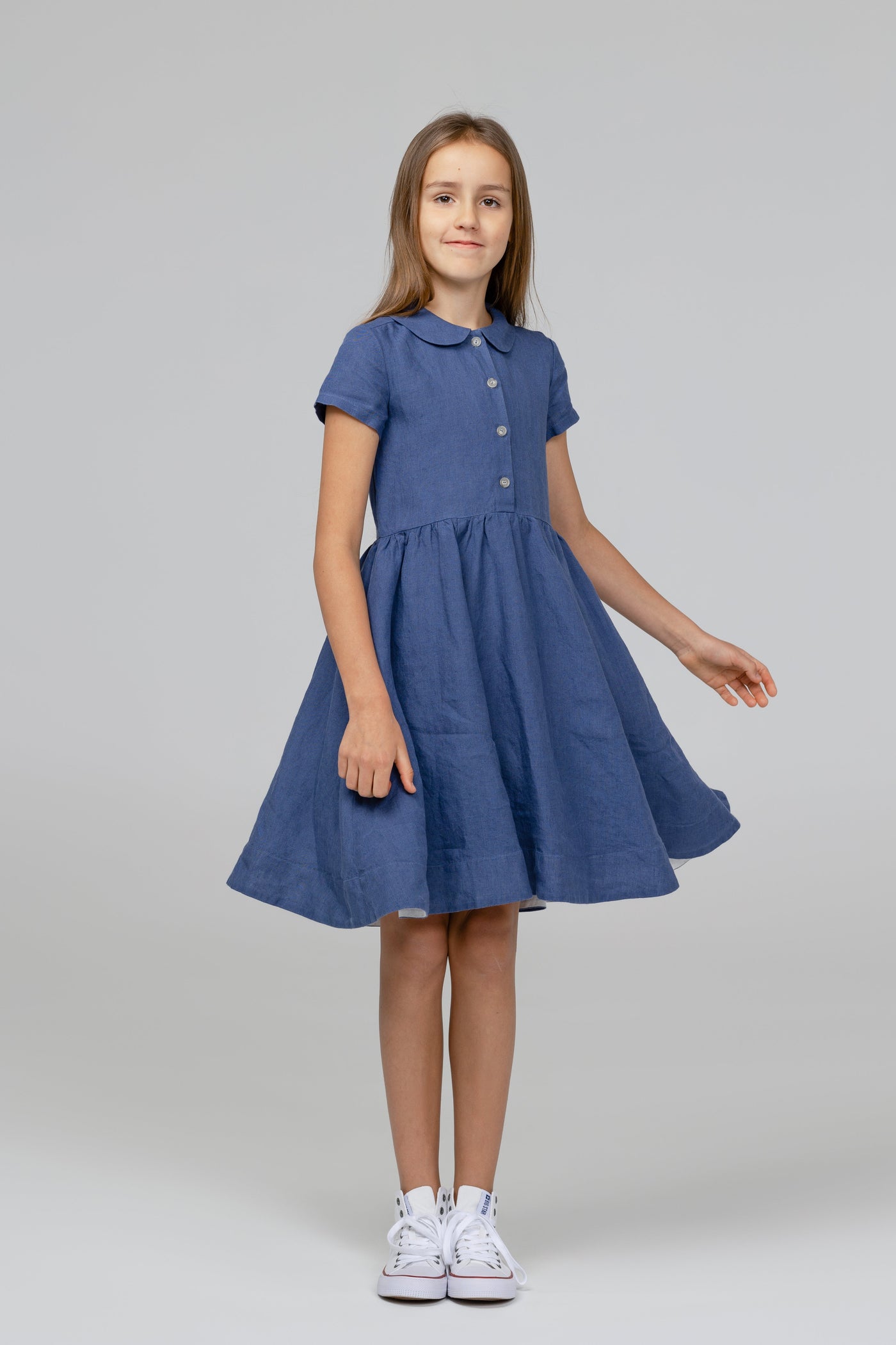 Mini Me Classic Dress, Short Sleeve, Moonlight Blue#color_moonlight-blue