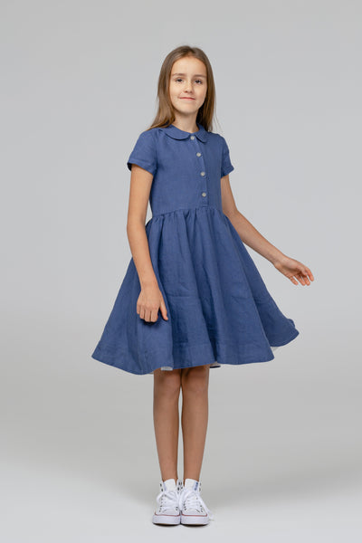 Mini Me Classic Dress, Short Sleeve, Moonlight Blue#color_moonlight-blue
